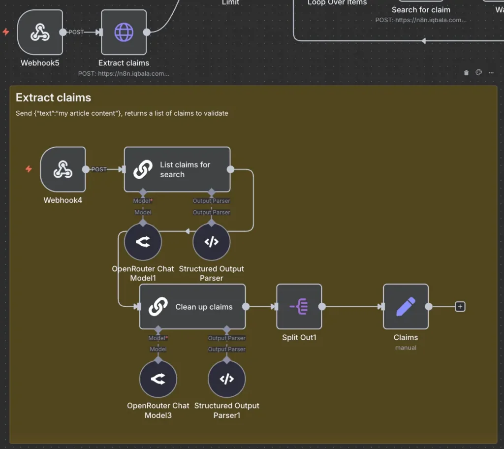 Extract claims workflow and the sub-workflow that is called.