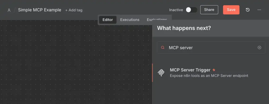 The MCP Server trigger in n8n