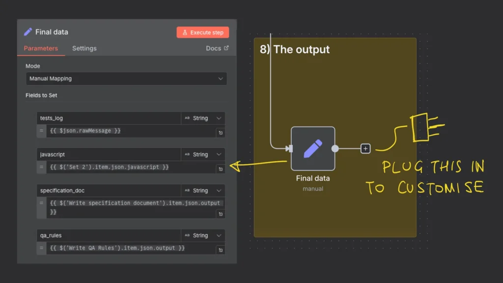 n8n final outputs to take through to next steps