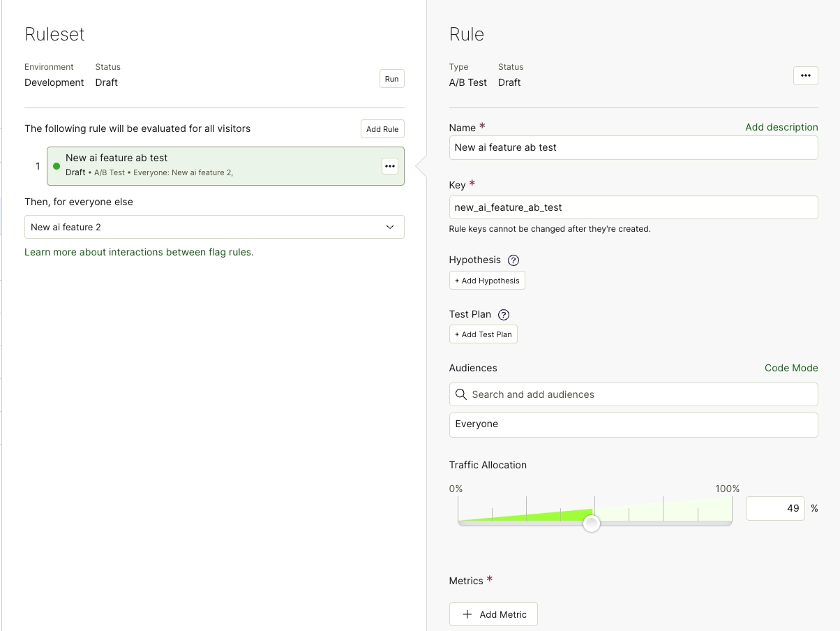 Optimizely feature experiment build example