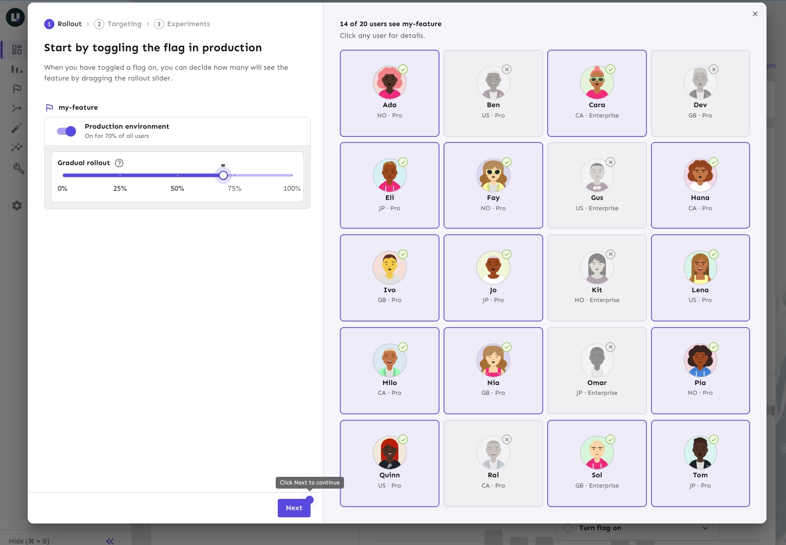 Unleash feature rollout example in onboarding